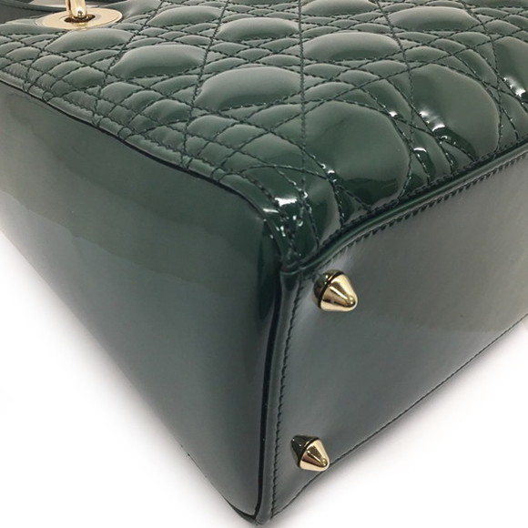 DIOR Lady Dior Medium Patent Leather Shoulder Bag Green - Picture 16 of 16